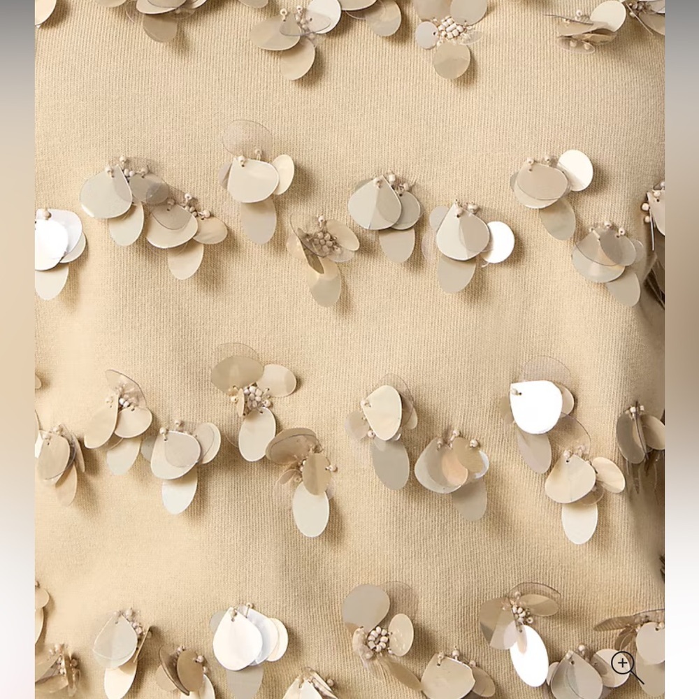 NEW J Crew Mariner Jersey Long Sleeve Tee Floral Embellished Light Khaki Medium - Picture 3 of 12